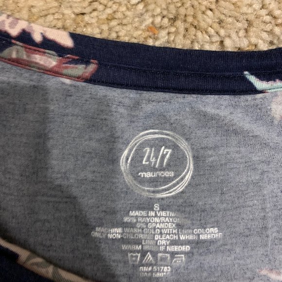 Navy Blue Floral Shirt - Picture 2 of 3